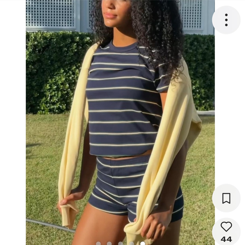 NEW PARKE Striped Short Sleeve Tee, XS, Peel/Palm